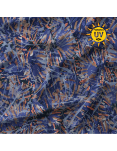 Lycra badpakstof - Fizyle blauw en oranje