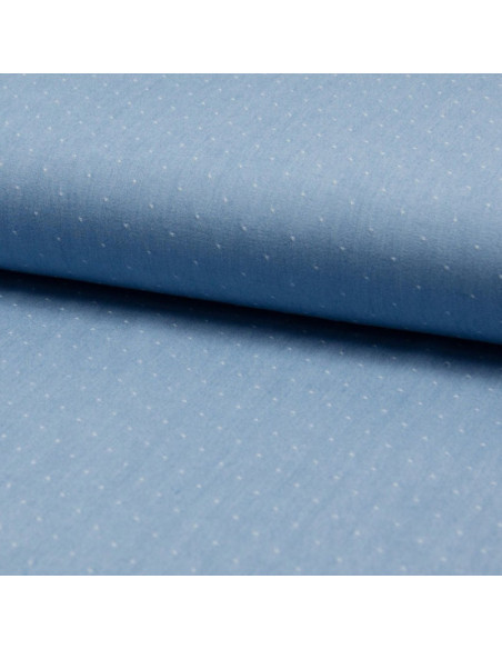 Viscose chambray plumetis stof - Lichtblauw