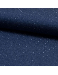 Viscose chambray plumetis stof - Denim blauw