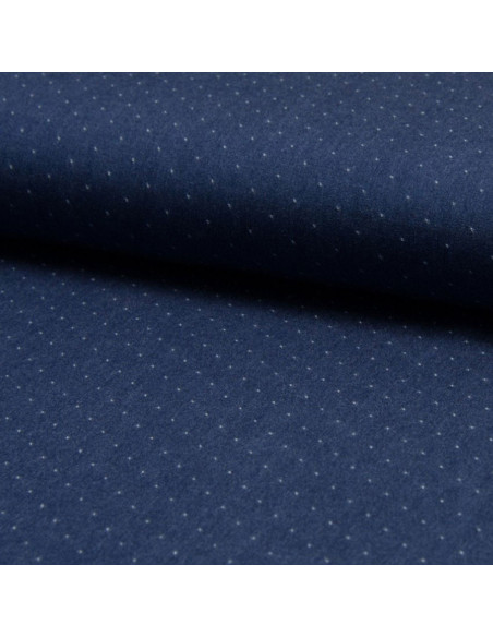 Viscose chambray plumetis stof - Denim blauw