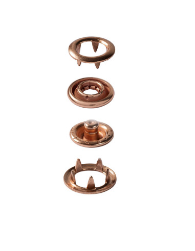 Doos met 10 koperen jersey drukknoopjes met gereedschap 10 mm