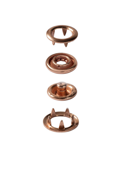 Doos met 10 koperen jersey drukknoopjes met gereedschap 10 mm