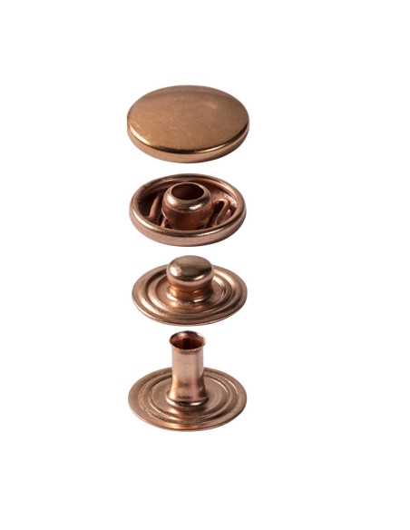 Doos met 10 anorak drukknopen Koper met gereedschap 15 mm