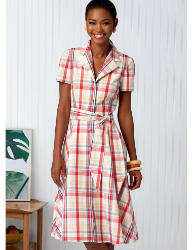 Jurkpatroon, overhemd, riem en sjaal - Butterick 6843