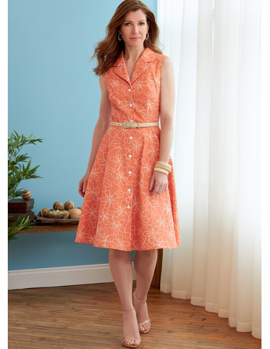 Jurkpatroon, overhemd, riem en sjaal - Butterick 6843