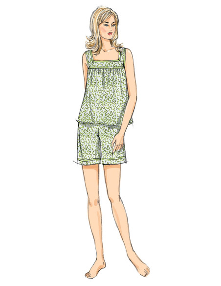 Patron de haut, chemise de nuit et short - Butterick 6883