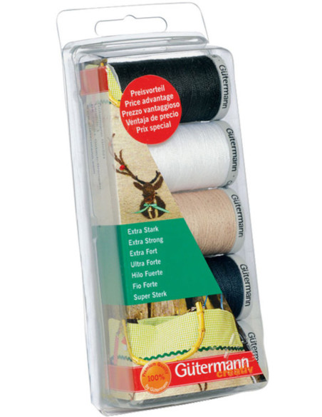 Set van 5 extra sterke polyester naaigaren Gütermann
