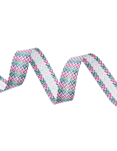 Chevronpatroon biais - Roze, kaki en blauw