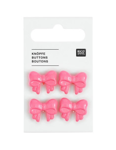 Kaart met 4 knoopknoppen - Roze 18 x 15 mm