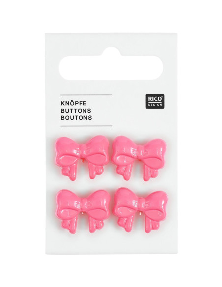 Kaart met 4 knoopknoppen - Roze 18 x 15 mm