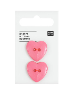 Kaart met 2 hartknopen - Roze 22 x 22 mm