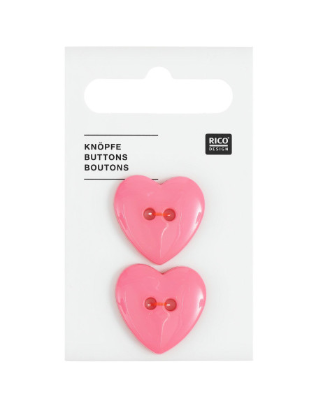 Kaart met 2 hartknopen - Roze 22 x 22 mm