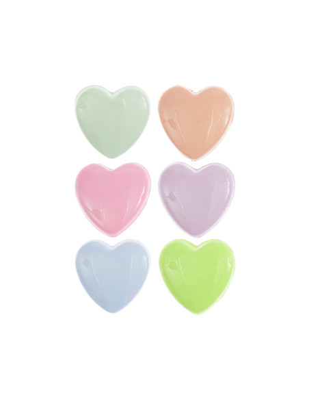 Kaart met 6 hartvormige knopen - Pastelkleuren 11 x 11 mm