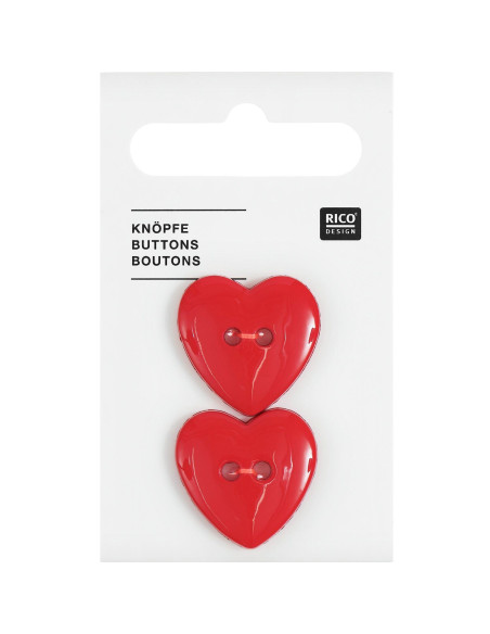 Kaart met 2 hartknopen - Rood 22 x 22 mm
