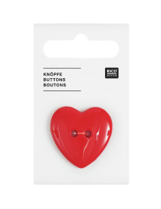Kaart met 1 hartknop - Rood 29 x 29 mm
