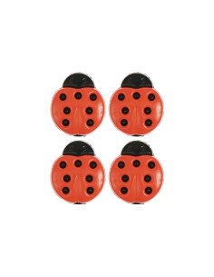 Kaart met 4 lieveheersbeestjes knopen - Rood 13 x 15 mm 2