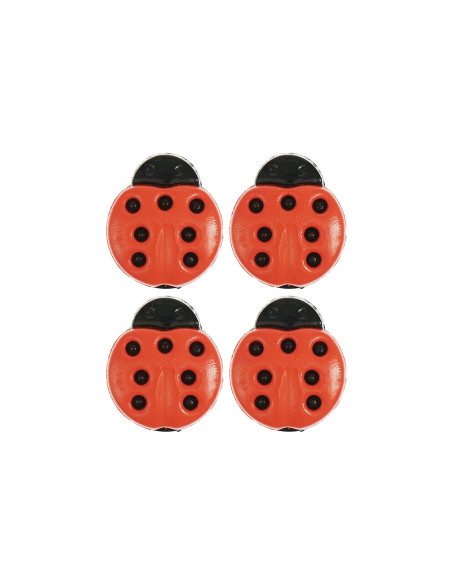 Carte de 4 boutons coccinelle - Rouge 13 x 15 mm