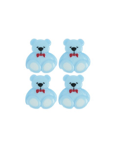 Kaart met 4 teddybeer knopen - Blauw 16 x 18 mm 2