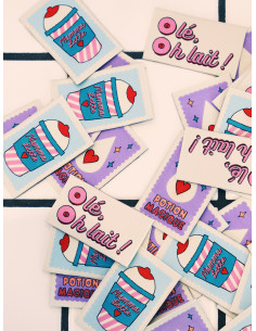 Set van 6 geweven labels - Milk Power Mix 2