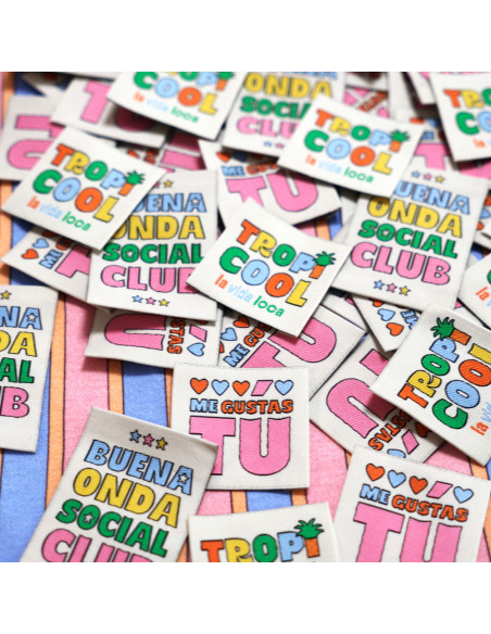 Set van 6 geweven labels - Fiesta Tropical Mix