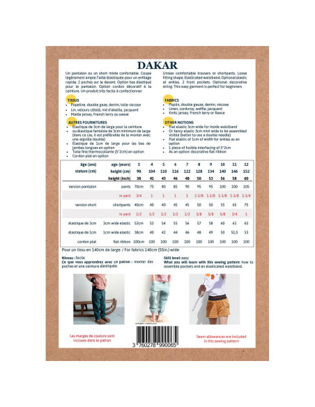 Pantalon- en shortpatroon Dakar - Ikatee