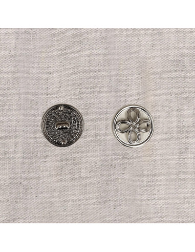Bouton métal fleur - Argent