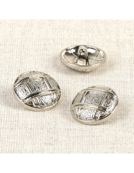 Metalen knoop geruit 20 mm - Zilver