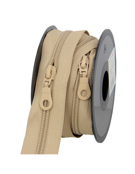 Rol van 5 meter nylonrits 5 mm met schuivers - Beige