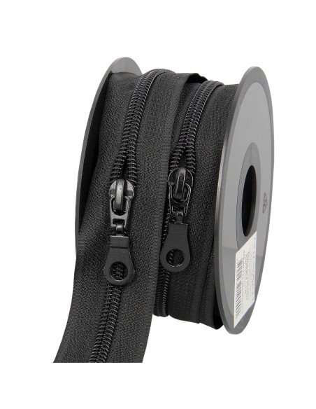Rol van 5 meter nylonrits 5 mm met trekkers - Zwart