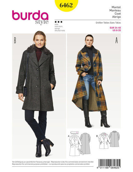 Mantelpatroon - Burda 6462