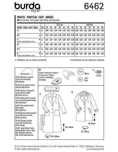 Mantelpatroon - Burda 6462