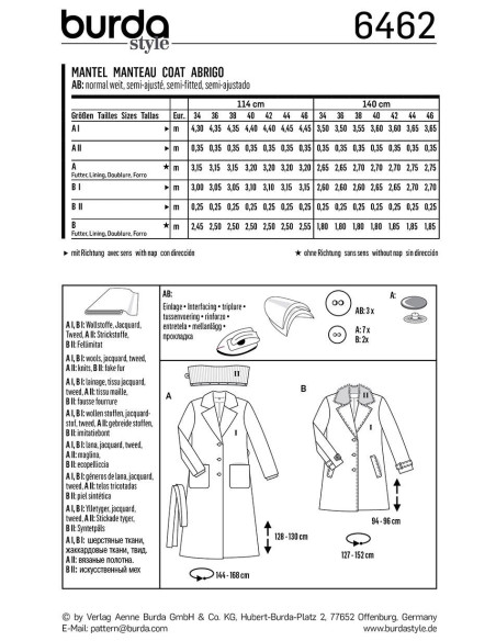 Mantelpatroon - Burda 6462