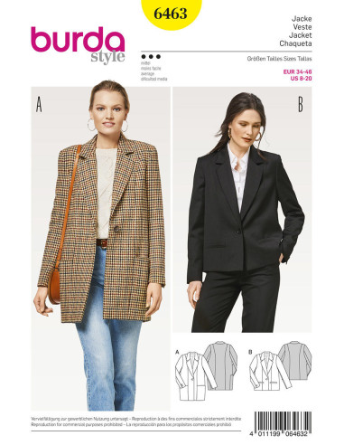 Jas patroon - Burda 6463
