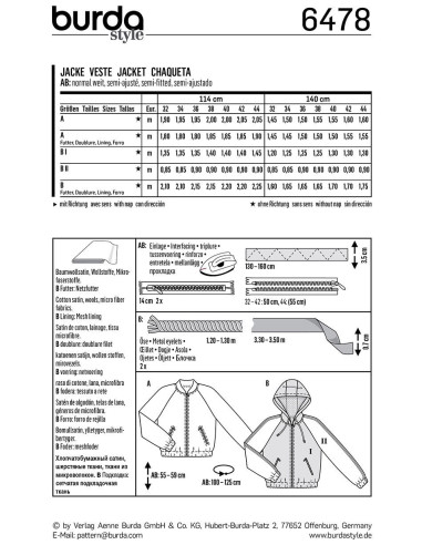 Jas patroon - Burda 6478