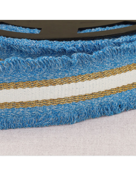 Lurex franje riem - Blauw