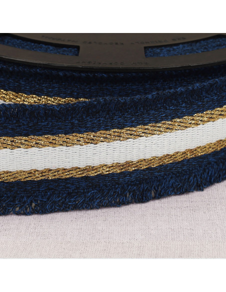 Lurex franje riem - Marineblauw