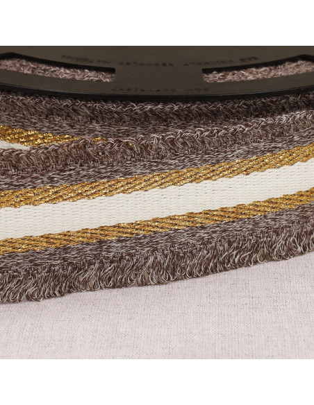 Lurex franje riem - Bruin