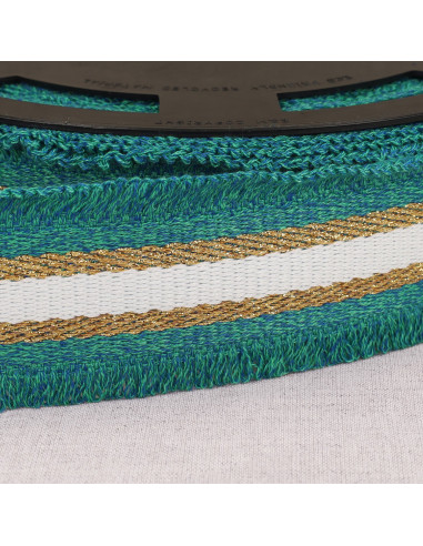 Lurex franje riem - Eendblauw