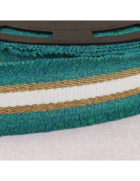 Lurex franje riem - Eendblauw