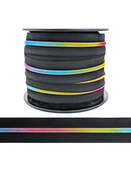 Nylon sluiting 5 mm lurex - Regenboog