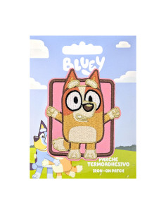 Geborduurd embleem Bluey - Bingo roze achtergrond