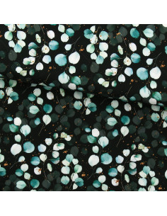 Viscose stof - Eucalyptus Zwarte achtergrond