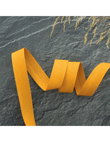 Biasband van polycotton - Mosterdkleurig