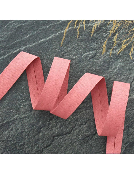 Biasband van polycotton - Oudroze