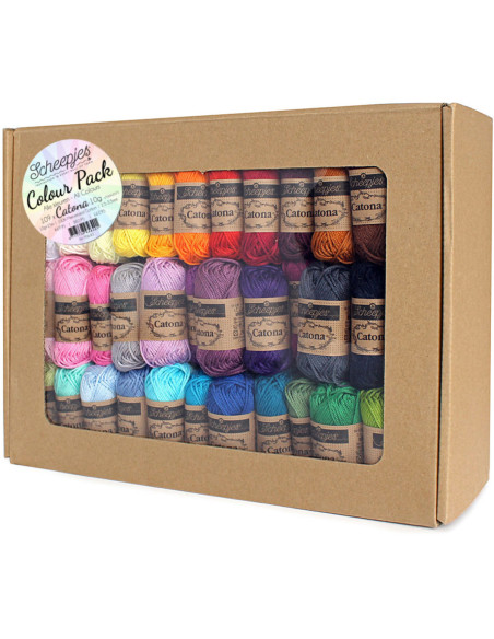 Set van 109 mini bolletjes Scheepjes Catona Colour Pack