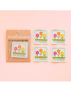 Set van 4 geweven labels - Kleine bloemen 2