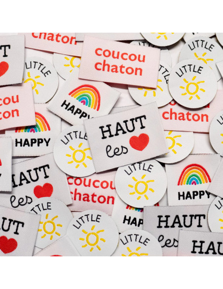 Set van 4 geweven labels - Kleurrijke assortiment