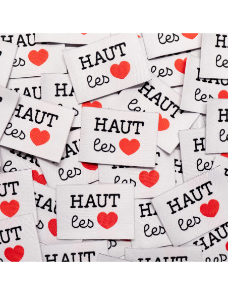 Set van 5 geweven labels - Hoofd omhoog