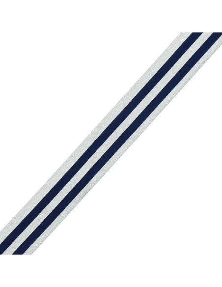 Metalen galonstrepen - Marineblauw en zilver