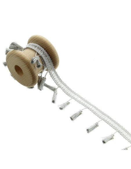 Lurex pomponband - Zilver